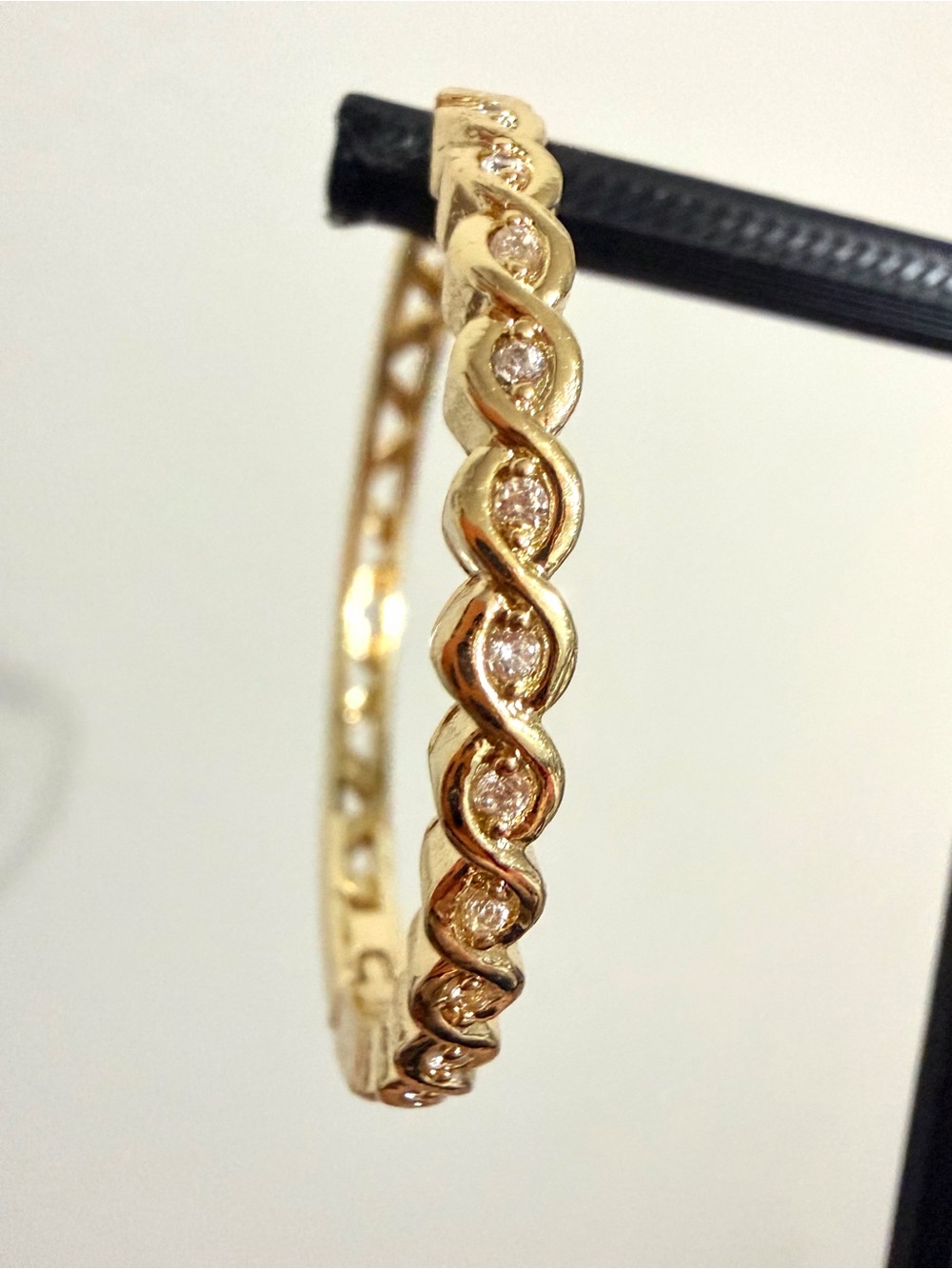 Classic Gold Plated CZ Hoop Earrings - Elegant Twisted Design